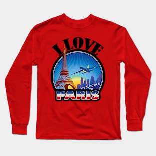 I Love Paris- A Vintage Patch Perfect for that Paris Getaway Long Sleeve T-Shirt